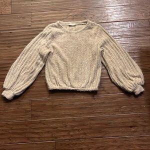 Altar’d State Women’s Tan Shag Sweater With Elastic Waistband Size XS